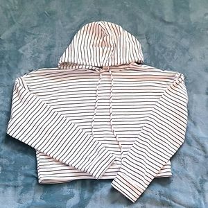 Cropped stripe hoodie sweatshirt white sz medium